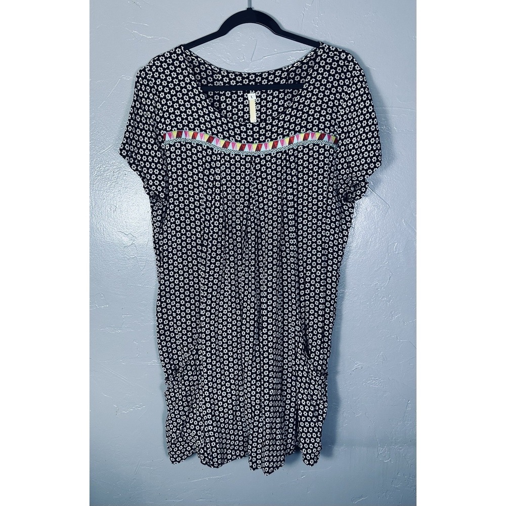 short-sleeve Uncle Frank geometric micro-print peasant dress Knee Length Large